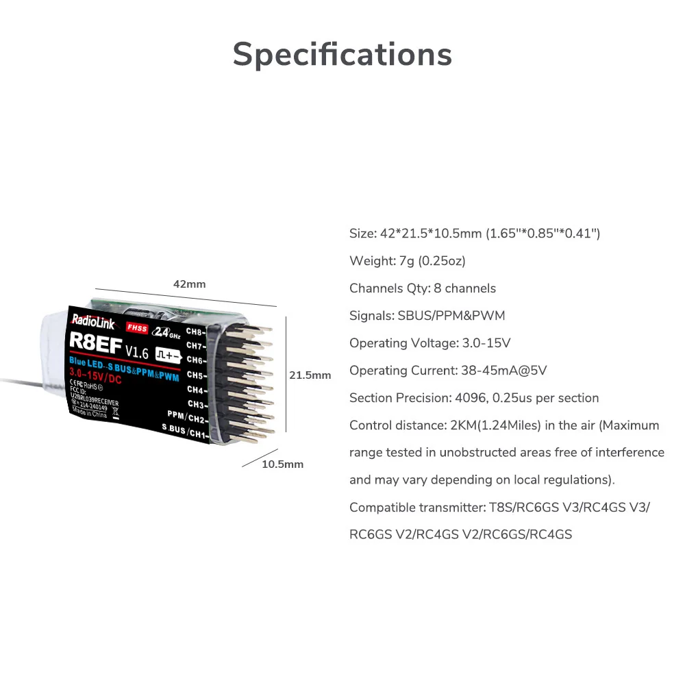 Penerima Radiolink R8EF 2.4G 8 - Receiver Sbus 8Ch ulasan dan harga